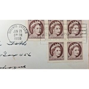 CANADA ENVELOPE Cancelled Stamps 1955 Toronto Ontario to NY USA One cents